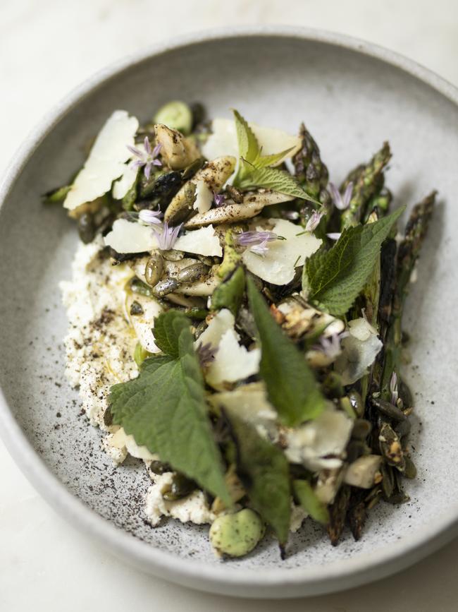 The Stock Market’s fresh wood-fired asparagus dish which features white and green asparagus and is served with Persian feta blood orange dressing, and smoked almond dukkah, is grilled to perfection and feels a bit like spring on a plate.