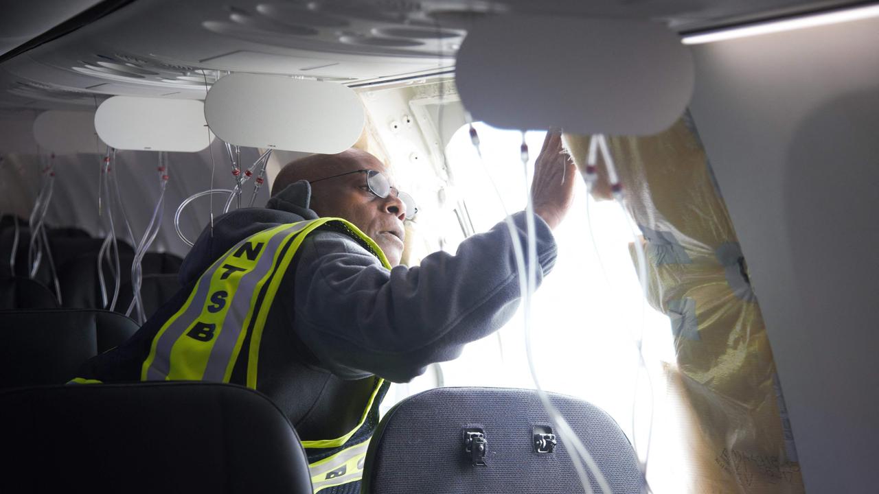 An investigation involving Alaska Airlines Flight 1282 on a Boeing 737-9 MAX in Portland, Oregon.n. Picture: Handout / NTSB / AFP