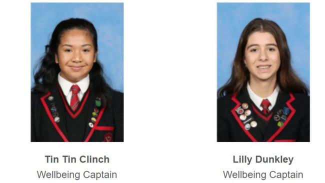 Balcombe Grammar School Wellbeing captains for 2025: Tin Tin Clinch and Lilly Dunkley.