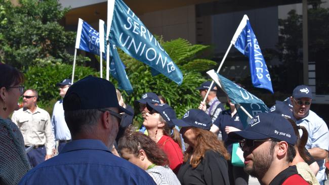 The group intends to gather again next week if their request for equal pay is not soon addressed by the council. Picture: Jessica Baker