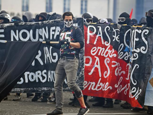 The traditional May 1 march took an ugly turn after demonstrators and police clashed. Picture: Jeff J Mitchell/Getty Images