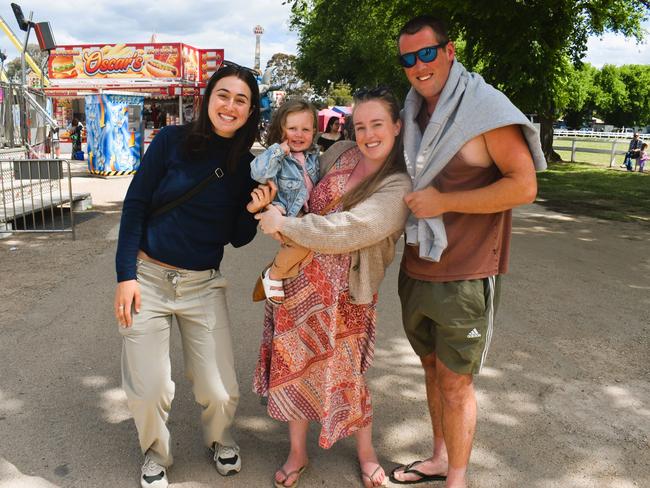 Attendees enjoying the 159th Sale Agricultural Show at the Sale Showgrounds on Friday, November 01, 2024: Brenna Lamb, Eliza Lamb, Jaz Lamb and Jace Lamb. Picture: Jack Colantuono