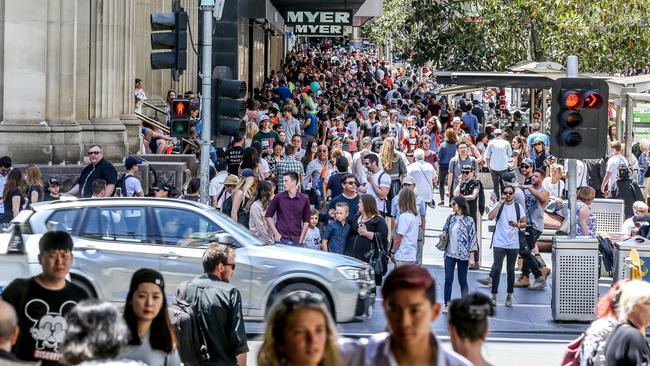 Bourke Street Mall on Saturday. Picture: Tim Carrafa