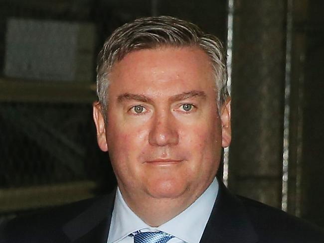 MELBOURNE, AUSTRALIA - AUGUST 22: Collingwood president Eddie McGuire arrives at a special meeting of all 18 AFL Club Presidents at AFL House on August 22, 2013 in Melbourne, Australia. AFL Commission Chairman Mike Fitzpatrick called the special meeting to discuss charges laid against the Essendon Bombers Football Club. (Photo by Scott Barbour/Getty Images)