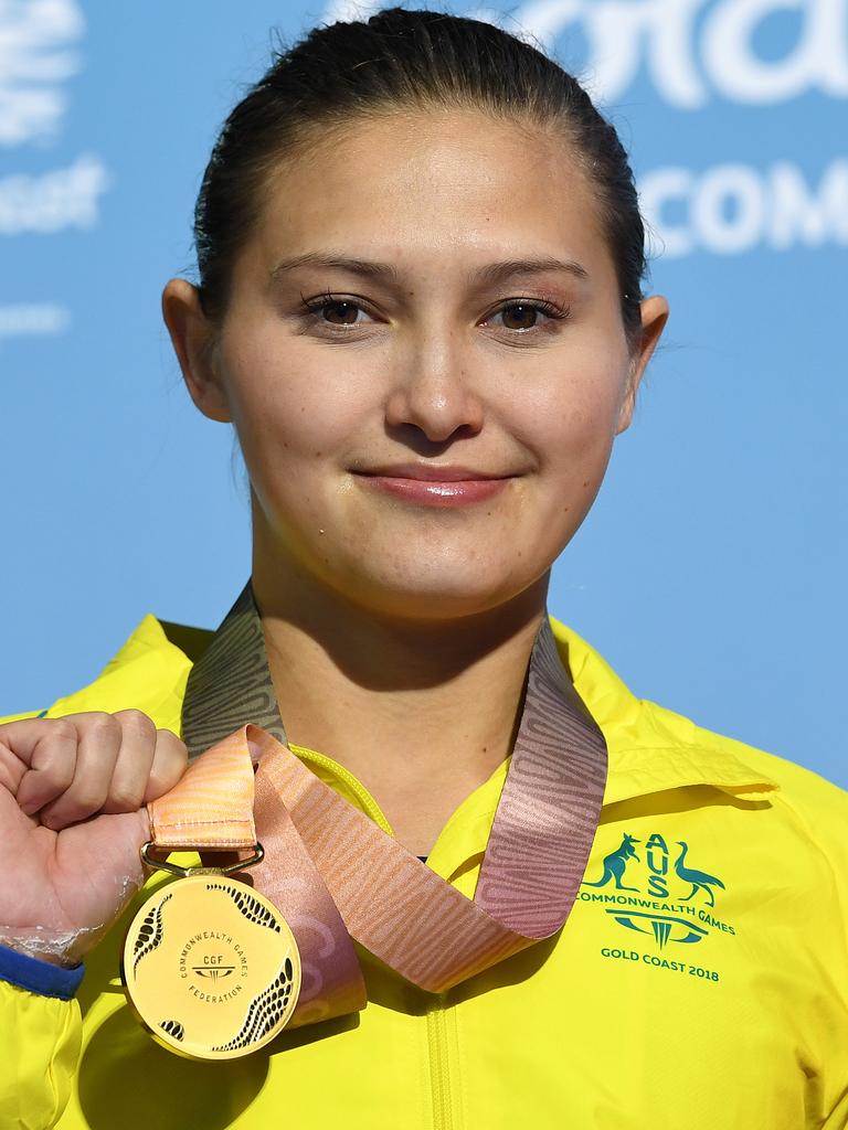 Melissa Wu celebrates her gold medal win.