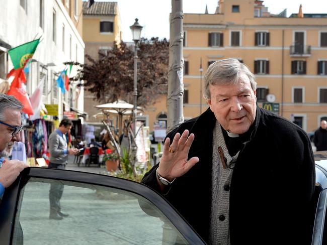 Cardinal George Pell outside his apartment in central Rome. Picture: David Dyson