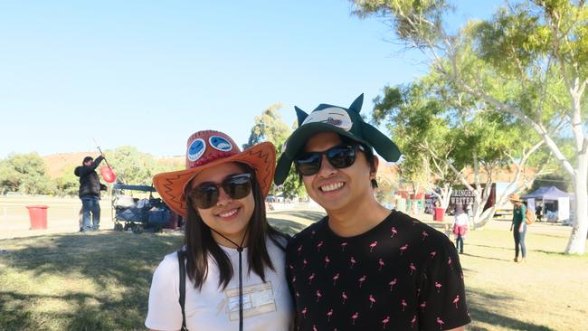 Michael Perez and Lesley Perez pose with their new hats purchased at the show. Photo: Laura Hooper.