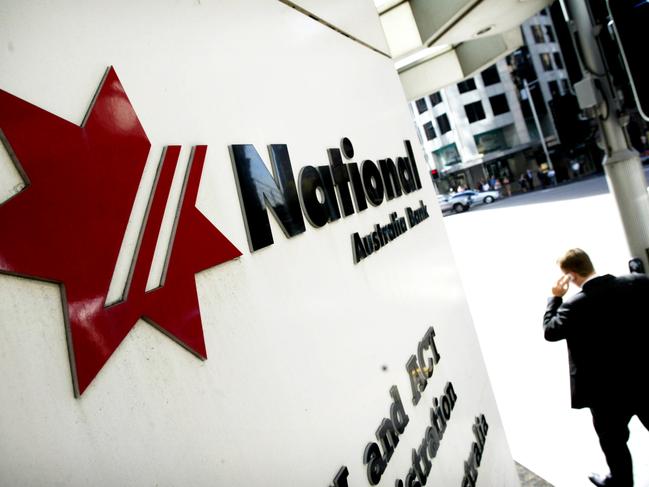 National Australia Bank NAB logo on wall of building in Sydney 20 Apr 2004.