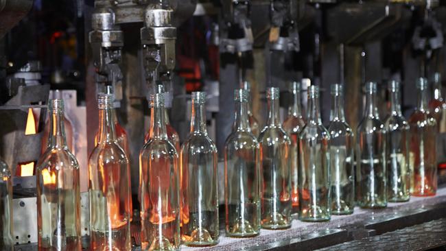 Glass bottle production at Orora's manufacturing facility at Kingsford near Gawler in Adelaide’s north.