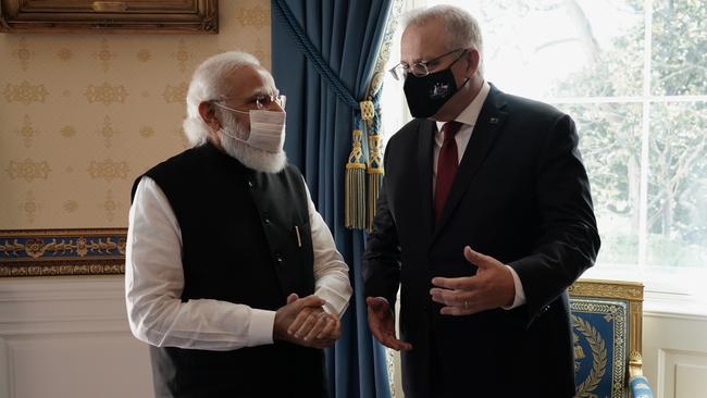 Prime Minister Scott Morrison attends the White House in Washington DC for the QUAD leaders meeting including US President Biden, Japanese Prime Minister Suga, Indian Prime Minister Modi. Picture: Adam Taylor via PMO