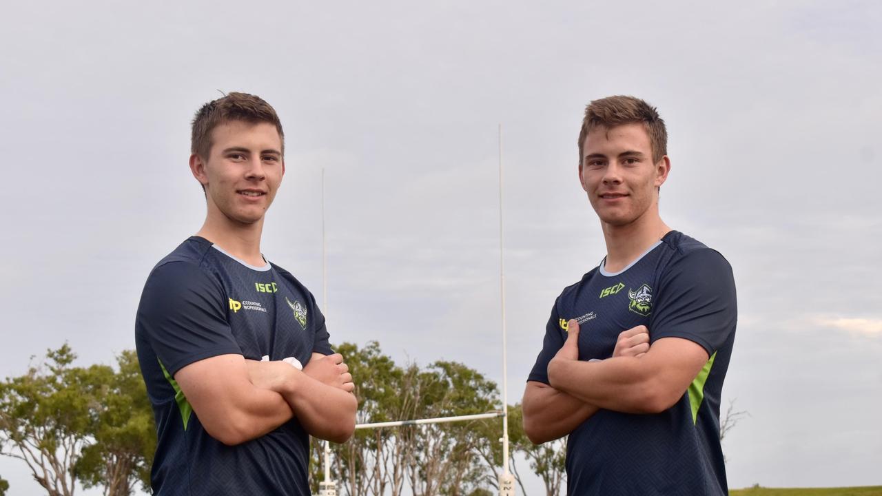 St Patrick's College students Harry (left) and Henry Thorpe were signed to the Canberra Raiders on a developmental deal. Picture: Matthew Forrest