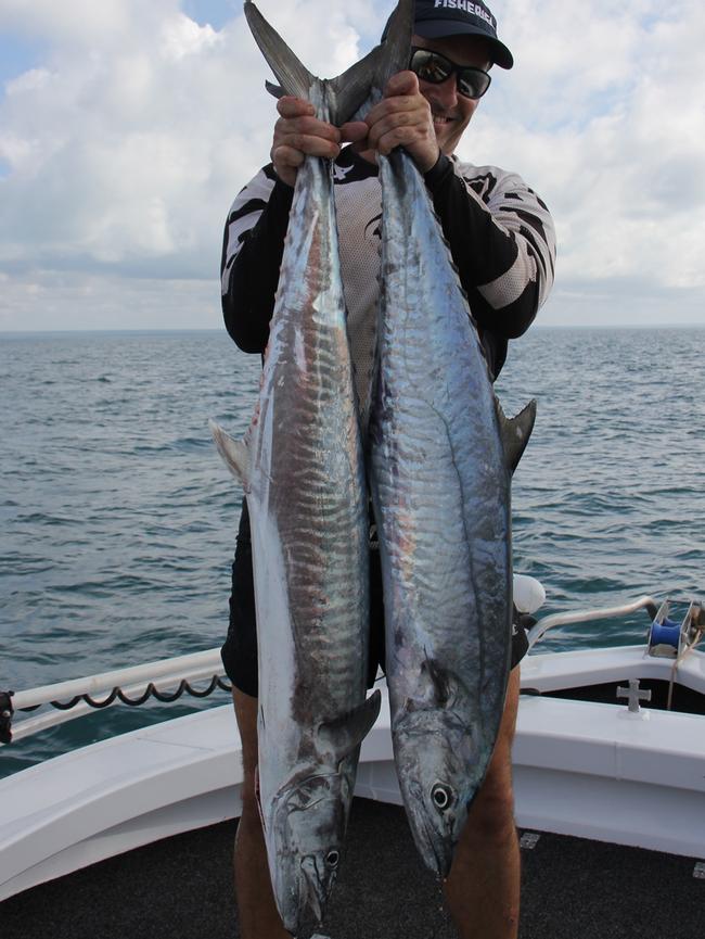 Angler Simon Xeureb with a couple of nice macks.