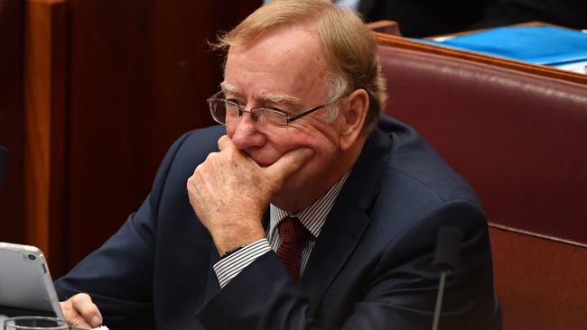 Liberal senator Ian Macdonald during Question Time in the Senate chamber at Parliament House in Canberra, Wednesday, 3 April 2019. (AAP Image/Mick Tsikas) NO ARCHIVING