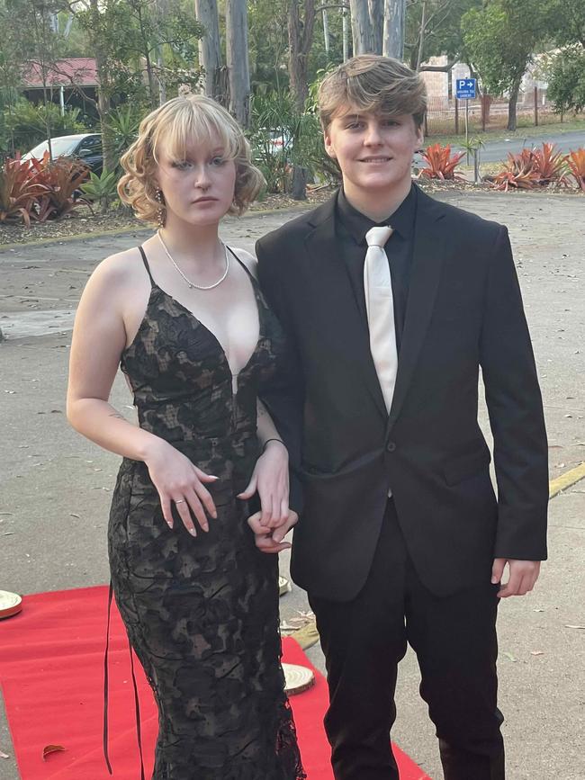 Tyler Ashmore and Jasmine Dowling at the Hervey Bay High Anti-formal on November 16, 2023.