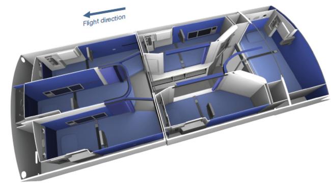 The crew rest area layout on an Airbus A350-XWB plane. Picture: Airbus