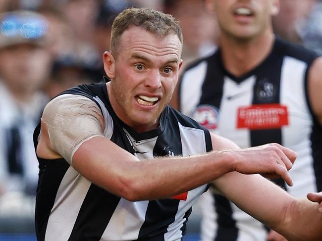 MELBOURNE, AUSTRALIA - SEPTEMBER 30: Tom Mitchell of the Magpies in action during the 2023 AFL Grand Final match between the Collingwood Magpies and the Brisbane Lions at the Melbourne Cricket Ground on September 30, 2023 in Melbourne, Australia. (Photo by Michael Willson/AFL Photos via Getty Images)