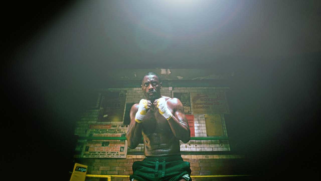 Idris Elba warms up before his first fight at London's Repton Club in a scene from the TV series Idris Elba: Fighter.