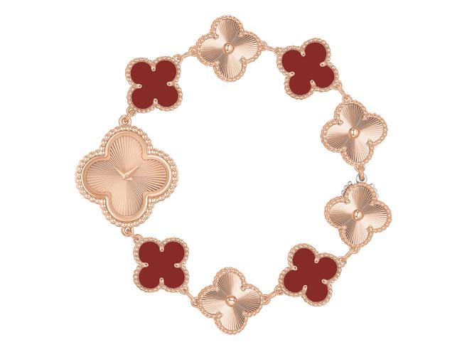 Van Cleef &amp; Arpels Rose Gold Guilloché and Carnelian Alhambra