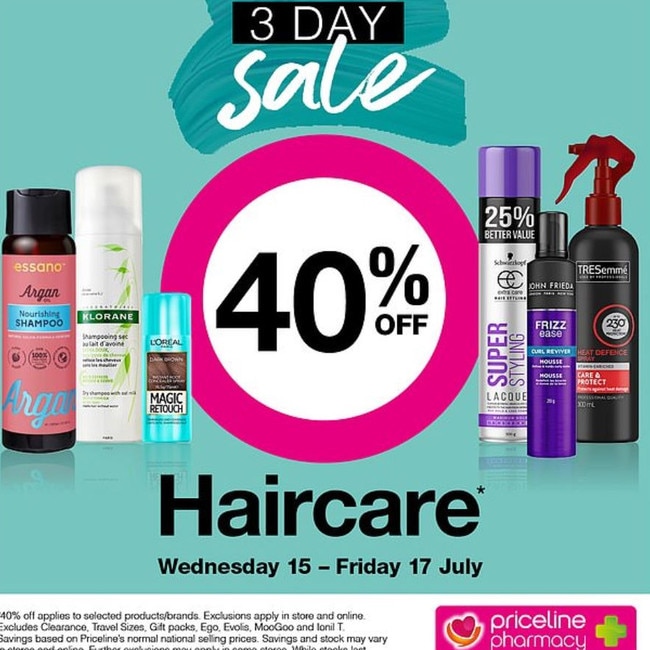 The 40 per cent off sale features selected haircare products.