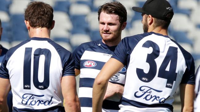 Patrick Dangerfield at Geelong training. Picture: Alison Wynd