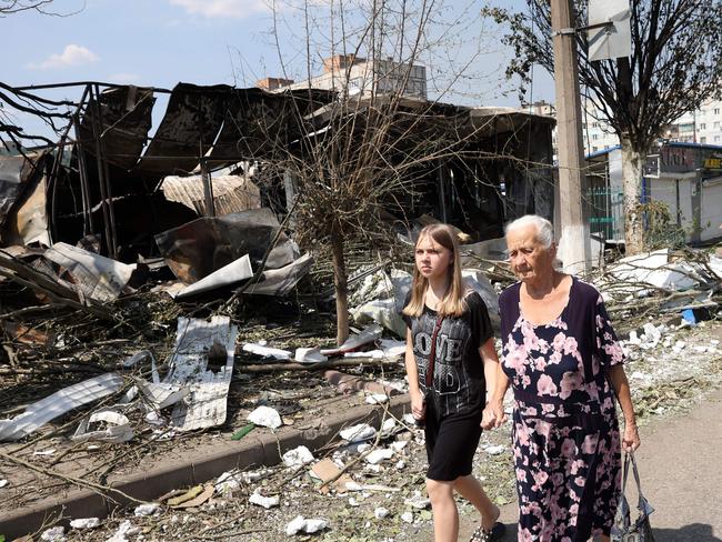 A destroyed local market after a Russian missile strike in the town of Bakhmut, Donetsk region. Picture: AFP