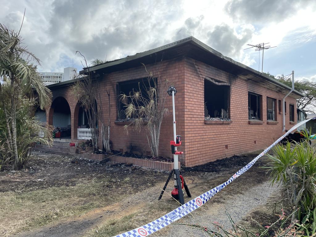 Aftermath of a fire on 3 Wellington St, Mackay, in which a mother and her two young children, 4 and 2, narrowly escaped. Police are currently investigating the circumstances of the fire. Photo taken on October 2, 2024. Fire took place around 6pm on October 1, 2024. Picture: Paul Brescia