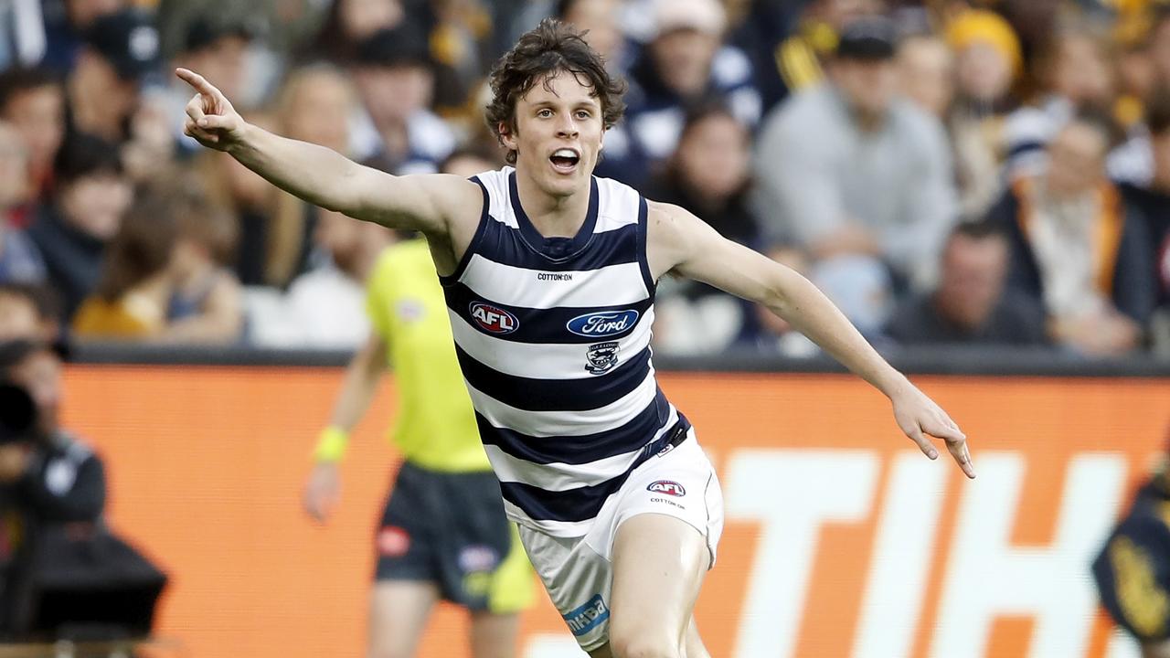 Max Holmes was solid on debut for the Cats. Picture: Dylan Burns/AFL Photos