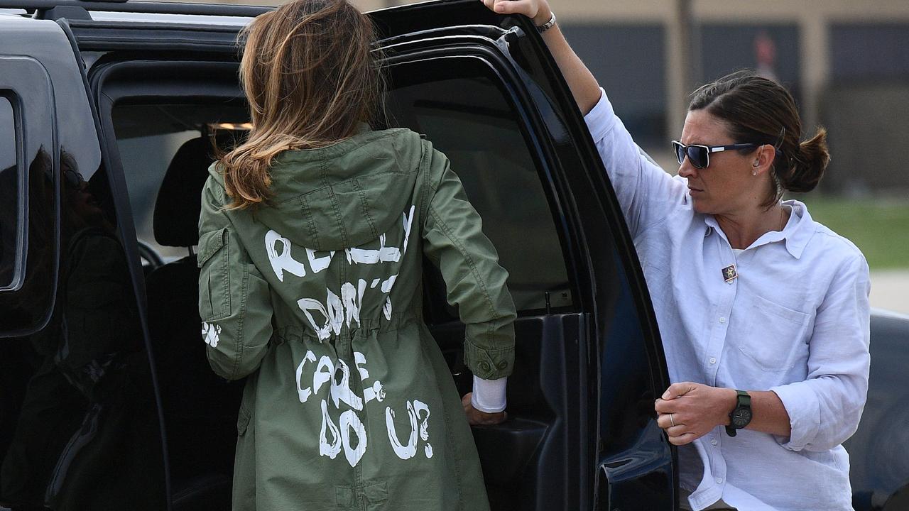 US First Lady Melania Trump’s Zara jacket caused quite a stir. Picture: Mandel Ngan/AFP Photo