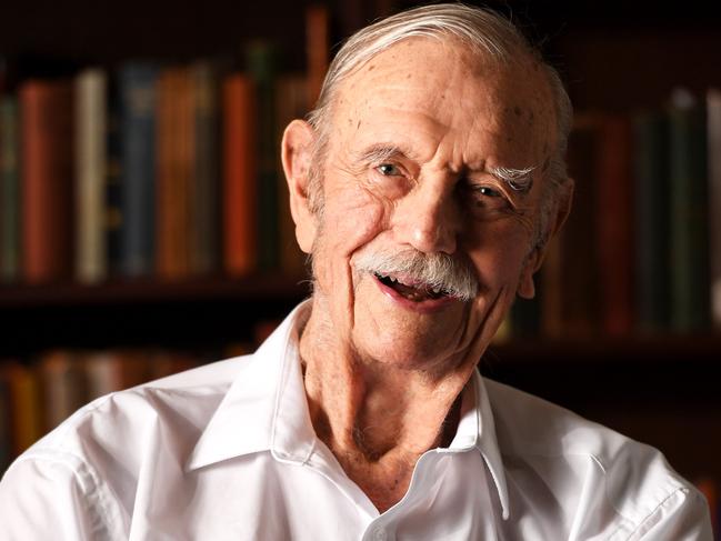 Austin Asche was born in Darwin and served for the RAAF in World War II as a Radar Control Operator. He is pictured here in his Darwin home before the anniversary of the Darwin Bombing, February, 2020.Picture: Che Chorley