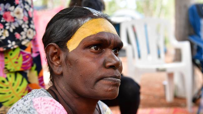 A Yolngu woman with ceremonial paint at Garma. Picture: Zizi Averill