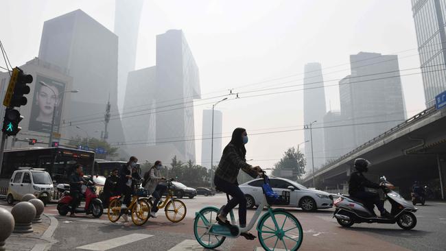 China’s production of global greenhouse gas emissions relative to Australia’s means that the ‘case for net zero cannot be made on environmental grounds alone’. Picture: AFP