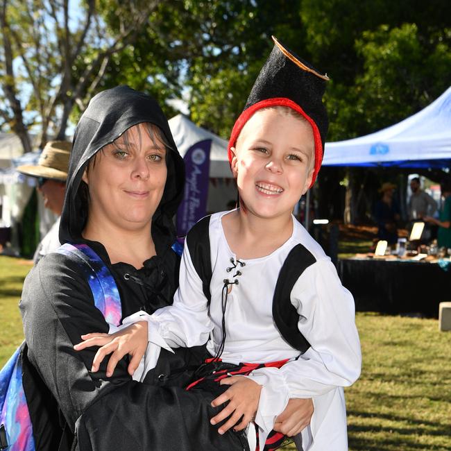Townsville Medieval and Fantasy Festival 2024 at Cluden. Alana Thomas with Tobias, 4. Picture: Evan Morgan