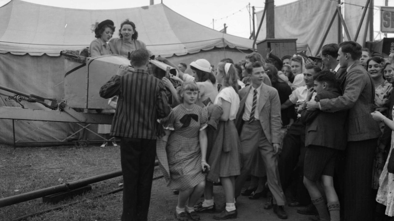 The queue to get on a ride, 1949.