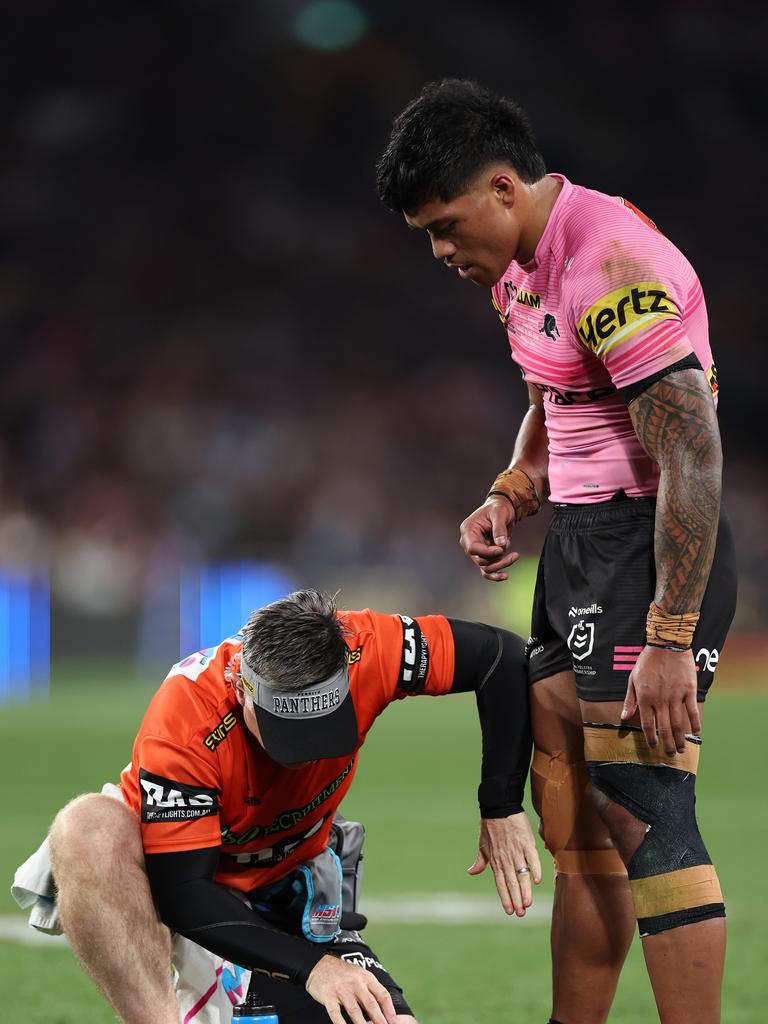 Brian To'o suffered a knee injury early in the second half. Picture: Getty Images