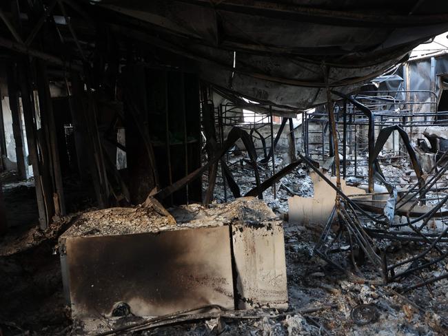 The remains of a building in kibbutz Alumim, following the October 7 attack by Hamas fighters. Picture: AFP