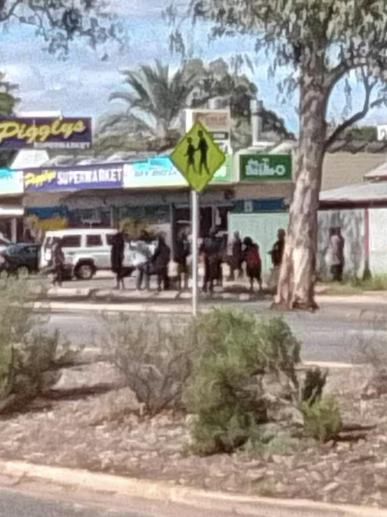 A big crowd gathers at Alice Springs, not long before curfew. Picture: Action for Alice