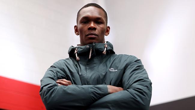 AUCKLAND, NEW ZEALAND - AUGUST 11: Israel Adesanya poses for a portrait during a UFC 293 media opportunity at CKB on August 11, 2023 in Auckland, New Zealand. (Photo by Phil Walter/Zuffa LLC)