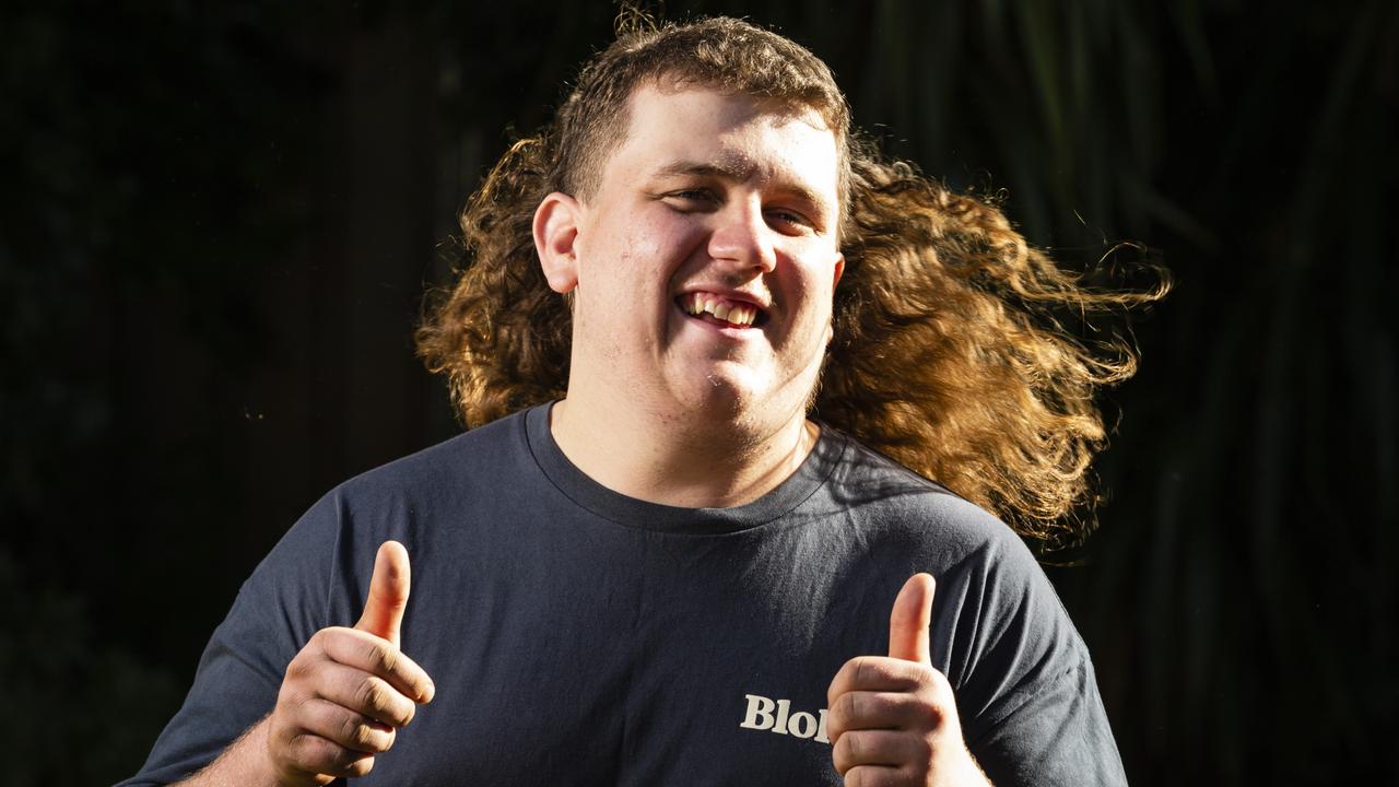 Tyson McCarthy shows off the best mullet in the region according to an online poll of The Chronicle readers. Picture: Kevin Farmer