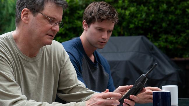 Patrick Schwarzenegger stars alongside Colin Firth in The Staircase. Credit: HBO MAX/Binge