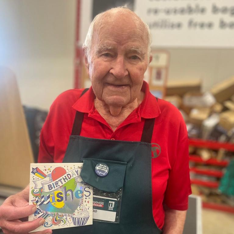 At 91, Harold is Bunnings’ oldest staff member. Picture: Bunnings/LinkedIn