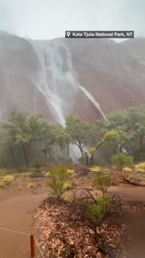 Impressive waterfalls appear out from Uluru