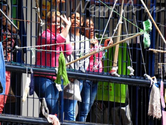 Cassie Sainsbury waves from her Colombian prison cell. Picture: Nathan Edwards