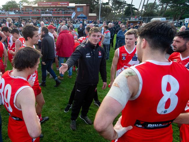 Luke Tapscott addresses his charges. Picture: Jay Town