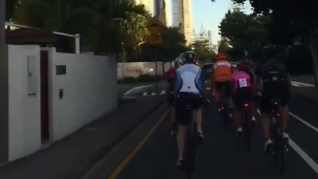 Cyclists riding along Hedges Avenue at Broadbeach. Photo: Supplied