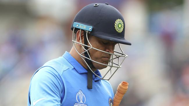 India's MS Dhoni was run out late in the piece to effectively end India’s hopes of victory. Picture: AP