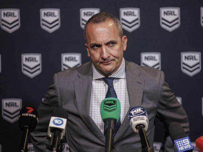 NRL CEO Andrew Abdo also appeared at the hearing. Picture: NCA NewsWire / David Swift