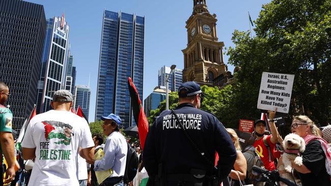 Pro-Palestine protesters near Sydney Town Hall in January. Picture: Jonathan Ng