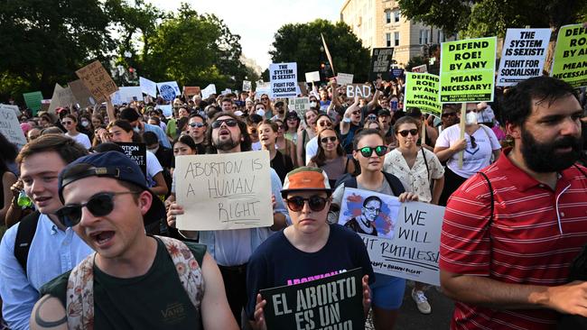 Abortion rights activists rally in Washington. Picture: Mandel Ngan/AFP