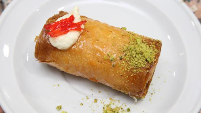 A znood — the Lebanese pastry which Haas treats himself to... after sunset.