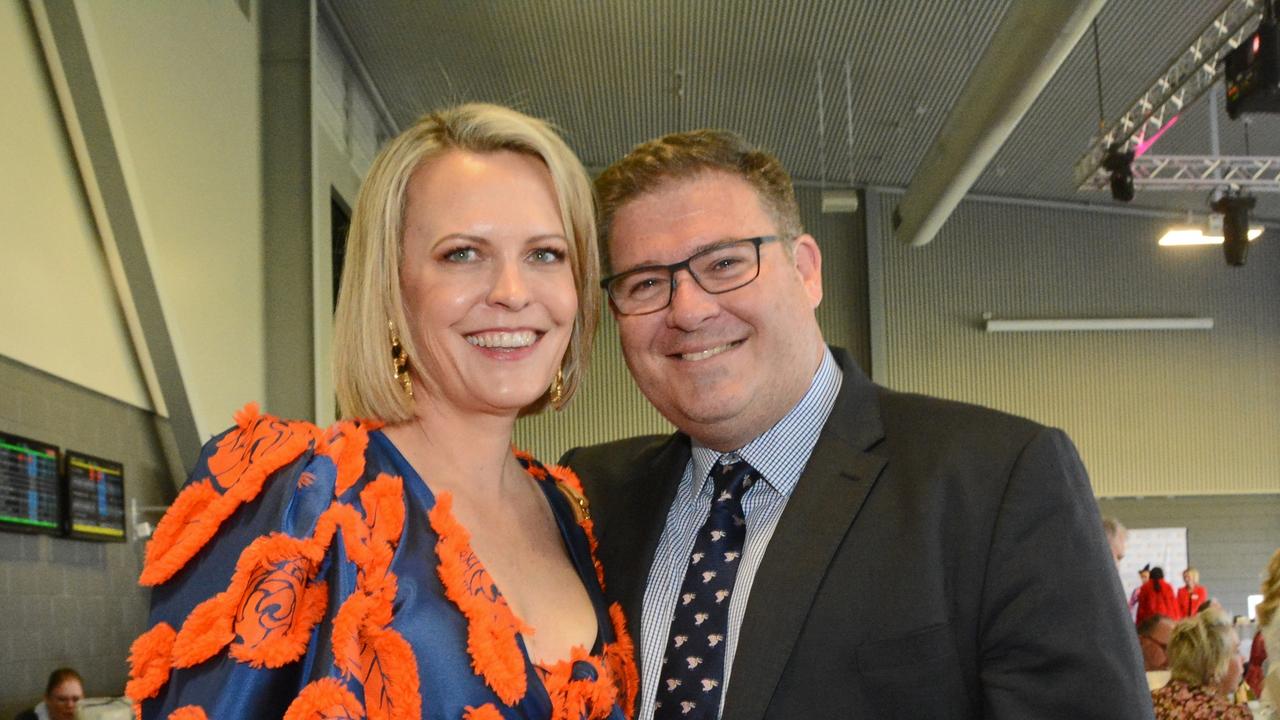 Fiona Browne and Dean Evans at St John’s Crisis Centre race day at GCTC, Bundall. Pic: Regina King